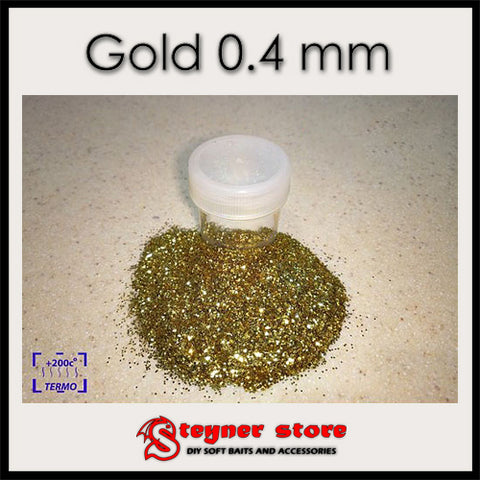 Gold 0.4mm glitter for soft bait making fishing